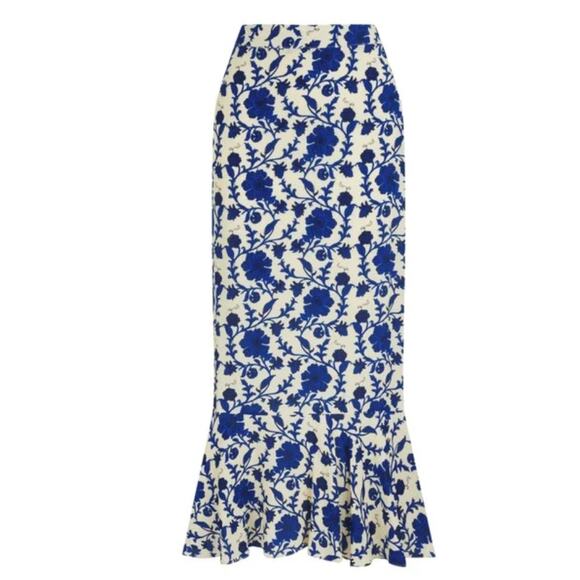 MUDO Collection Blue & White Floral Midi Skirt Size XL - Picture 6 of 7